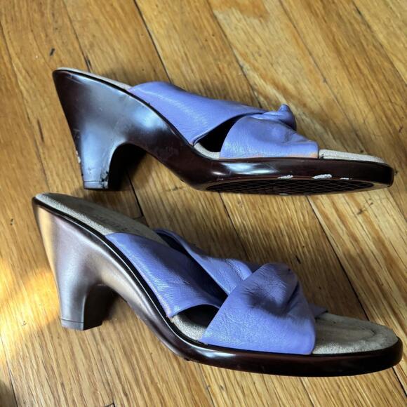Purple Leather Wedge Sandals Lightly - Picture 3 of 4